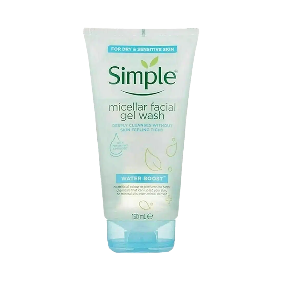 ژل شستشو صورت سیمپل سری micellar مدل water boost حجم 150 میلی لیتر