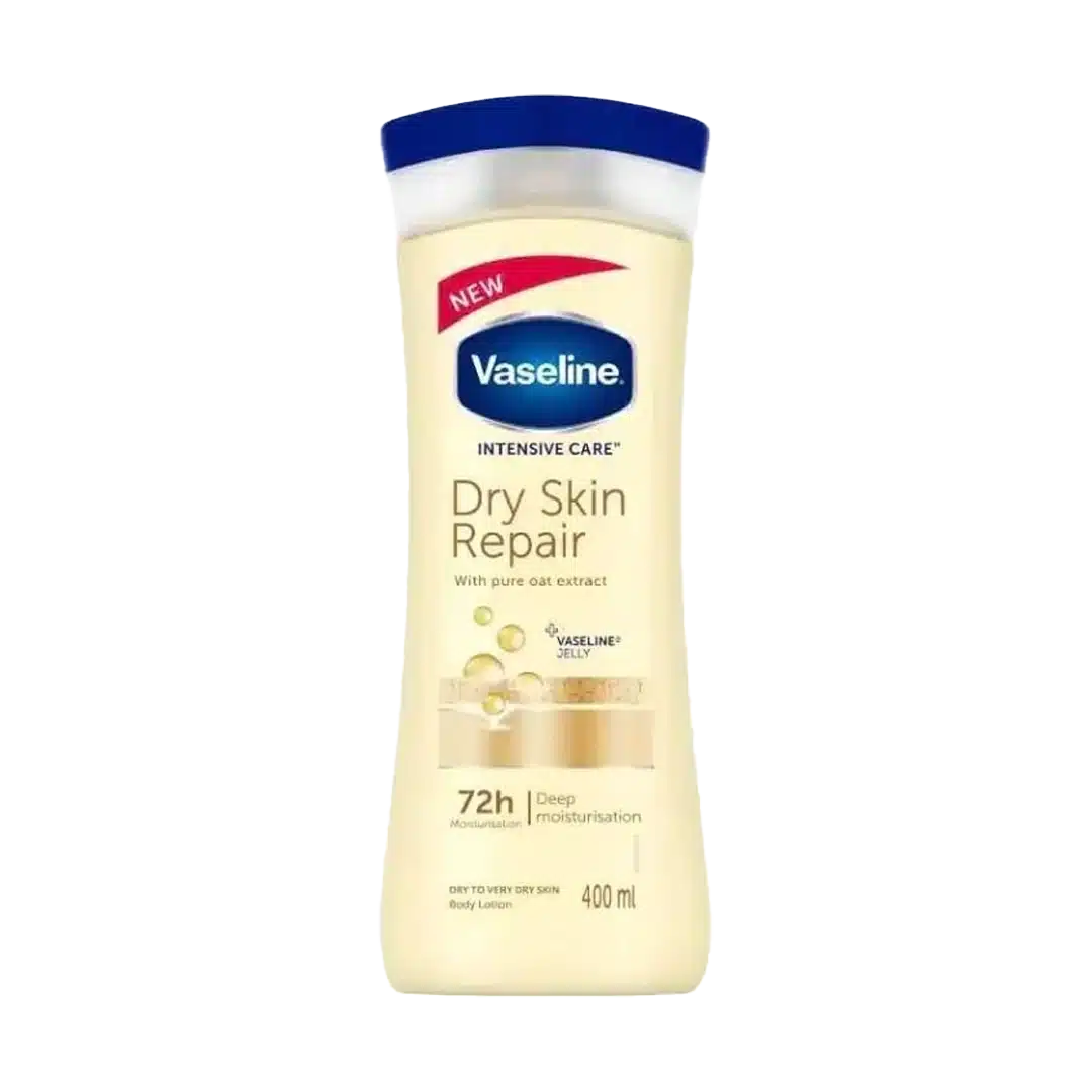 لوسیون بدن برند وازلین مدل dry skin repair حجم 400 میلی لیتر 72 ساعته