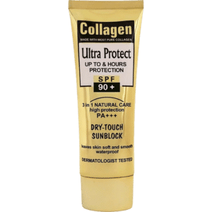 کرم ضد آفتاب بدون رنگ کلاژن spf90 مدل Ultra Protect